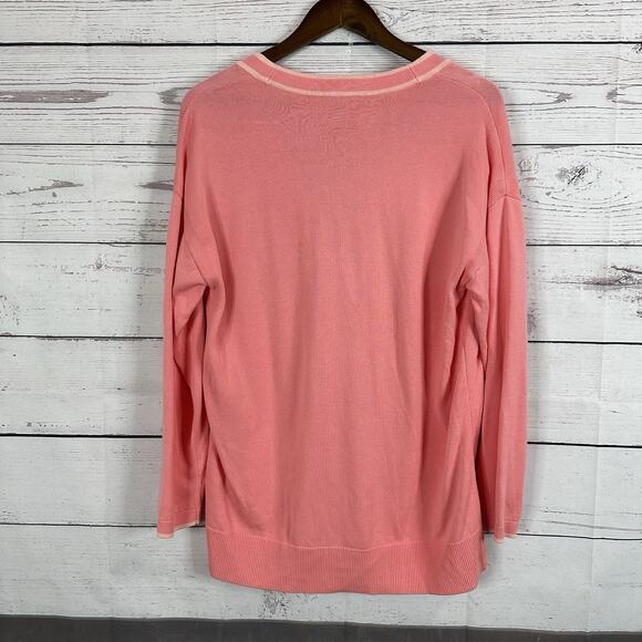 Talbots Sweater Womens Large Pink Button Cardigan Stretch Office Casual Vneck - Picture 3 of 15
